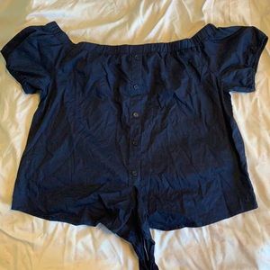 Blue off the Shoulder Shirt